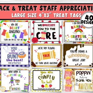 SNACK & TREAT Staff Appreciation Bundle Gift Tags | Large Size 4&quot;x3&quot; | Employee Appreciation