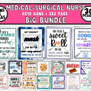 Medical-Surgical Nurse and Team Gift Idea | MED-SURG Nurses Week Printable Signs and Tags | Employee Appreciation