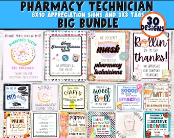 Pharmacy Technicians Week Printable Signs and Tags | Pharmacy Tech Appreciation | Happy Pharmacist Week