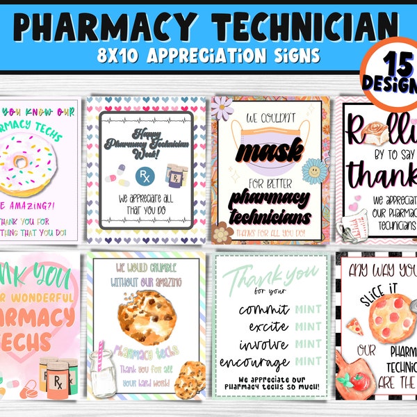 Pharmacy Technicians Week Printable Signs | Pharmacy Tech Appreciation | Happy Pharmacist Week