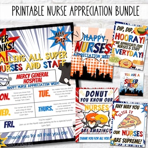 SUPER HERO Theme Nurses Appreciation Week Editable Itinerary | Hospital Staff DIY Bulk Gift Idea | Happy Nurse Week Thank You Gifts