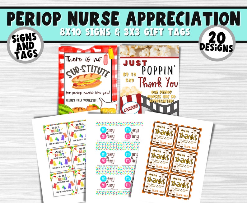 Periop Nurse Printable Appreciation Signs & Gift Tags | Perioperative Nurses Appreciation Week | Medical Staff Thank You Bulk Gift Idea image 3