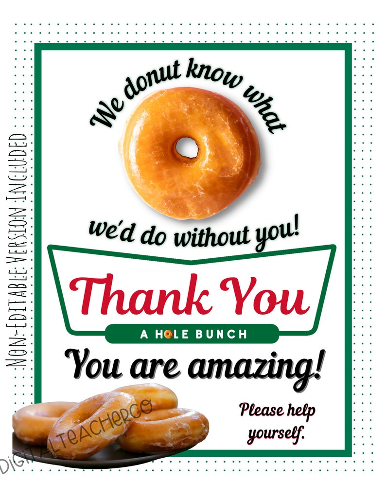 Krispy Kreme Donut Inspired Sign Staff Appreciation Poster Etsy
