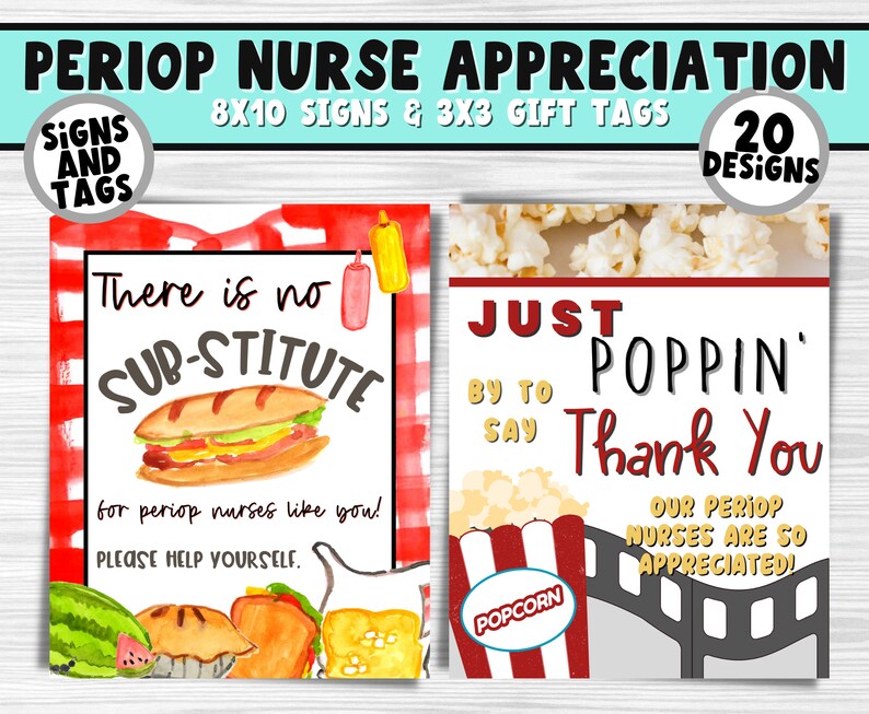 Periop Nurse Printable Appreciation Signs & Gift Tags | Perioperative Nurses Appreciation Week | Medical Staff Thank You Bulk Gift Idea image 4