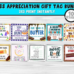 Snack & Candy Boss Appreciation Tag Bundle Designs 3x3 | Printable Staff Appreciation Gift Tags | Treat Thank You Tags