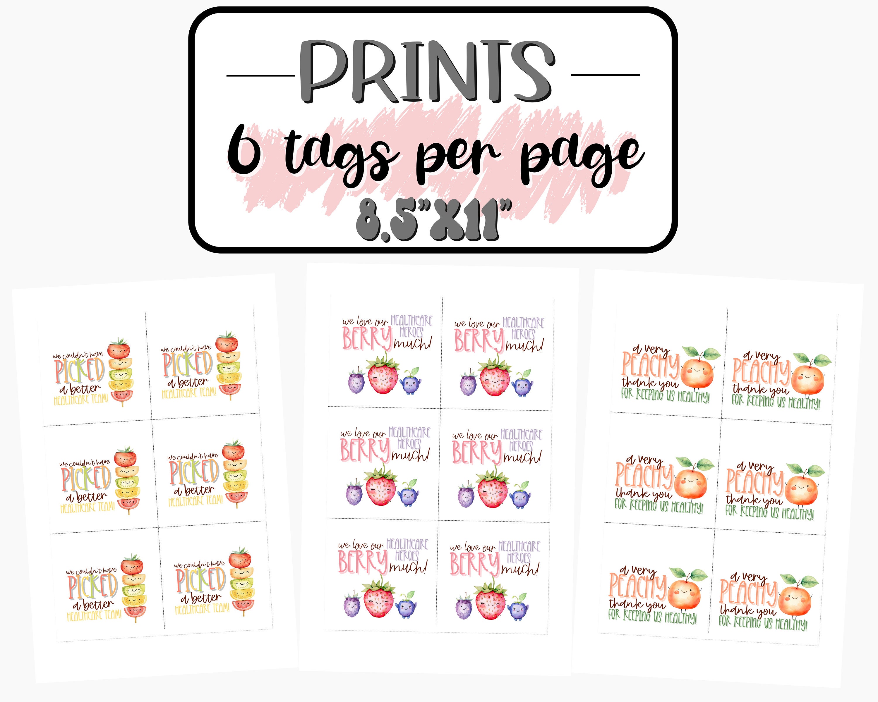 Notebook Tag Health Printable HEALTHCARE HERO Appreciation Bundle 10 Gift Tags | DIY Bulk ...