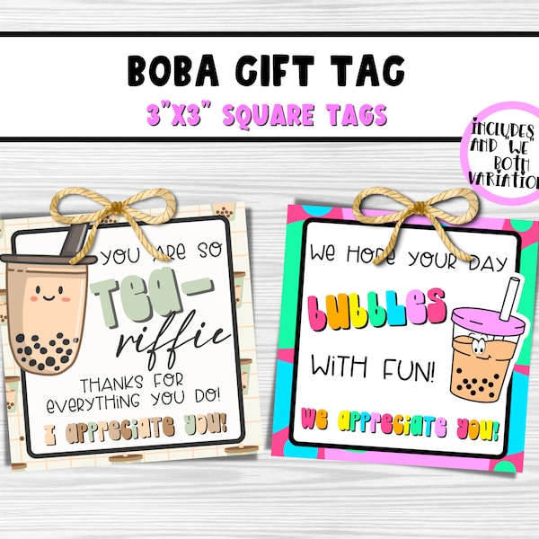 Boba Tea Gift Tag | DIY Printable Gift Tag for Boss or Co-Worker | Funny Workplace Bulk Gift Idea | Bubble Tea Gift Tag | DIY Gift Idea Bulk