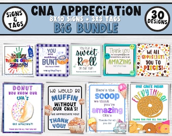 CNA's Printable Appreciation Signs & Gift Tags | Certified Nurses Assistant Appreciation Week | Medical Staff Thank You Bulk Gift Idea