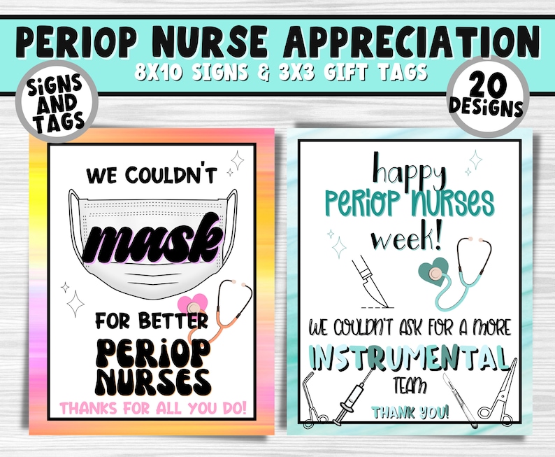 Periop Nurse Printable Appreciation Signs & Gift Tags | Perioperative Nurses Appreciation Week | Medical Staff Thank You Bulk Gift Idea image 5