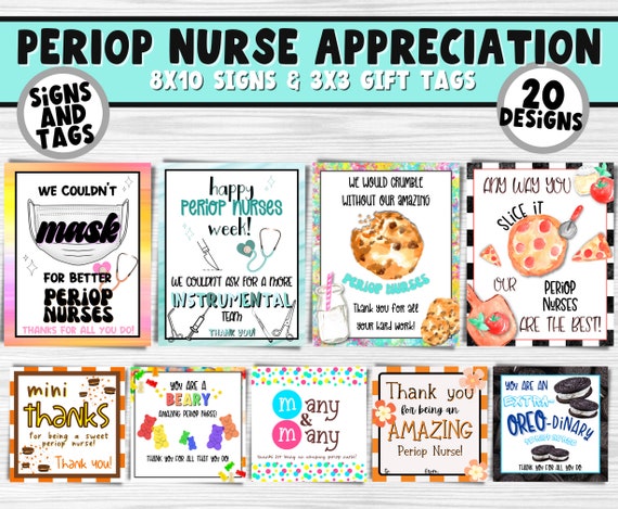 Periop Nurse Printable Appreciation Signs & Gift Tags | Perioperative Nurses Appreciation Week | Medical Staff Thank You Bulk Gift Idea