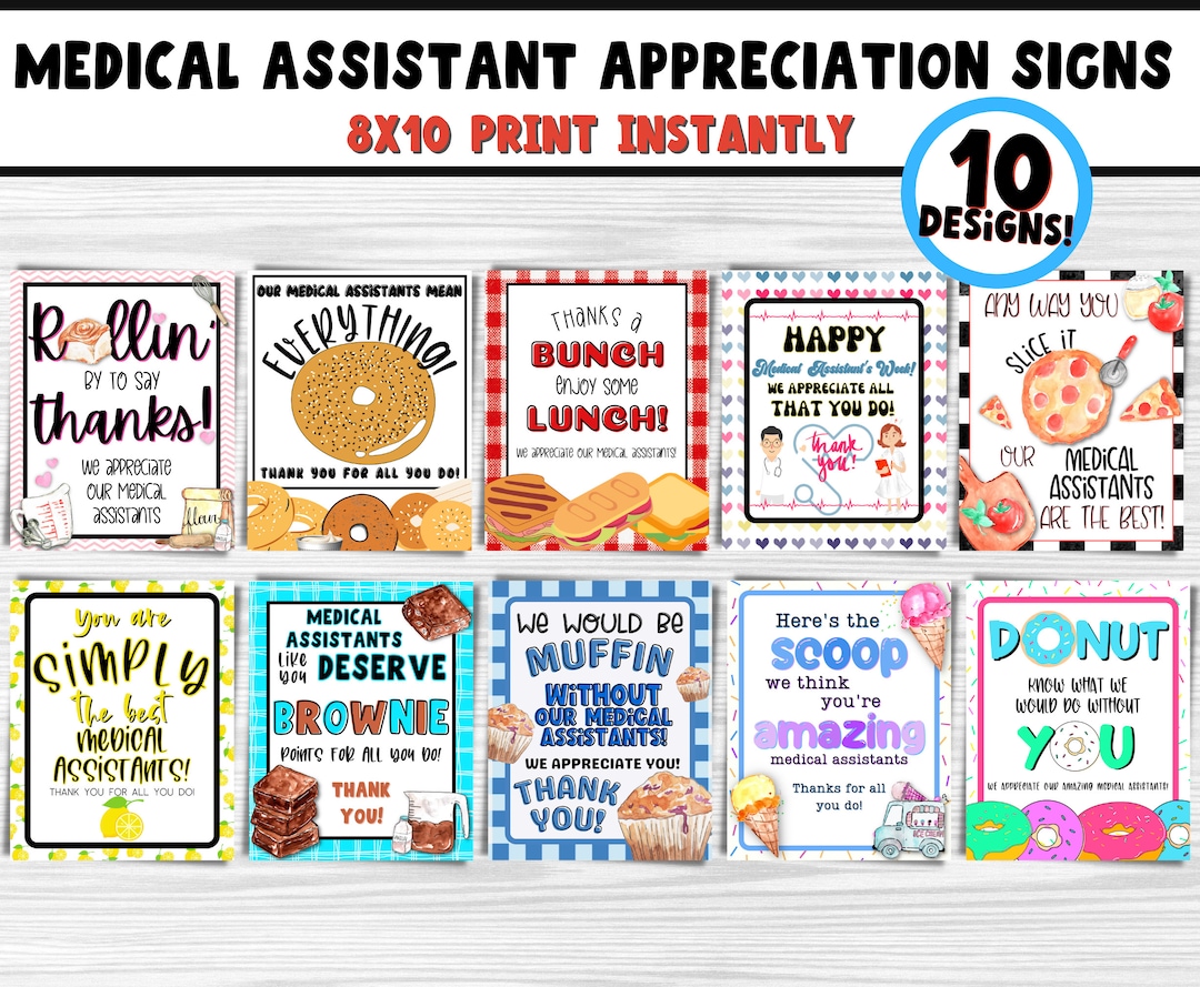 Medical Assistant Appreciation Week Printable Sign Bundle 10 Designs