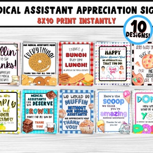 Medical Assistant Appreciation Week Printable Sign Bundle 10 Designs Muffin, Bagel, Donut, Pizza and More! Instant Download Thank You