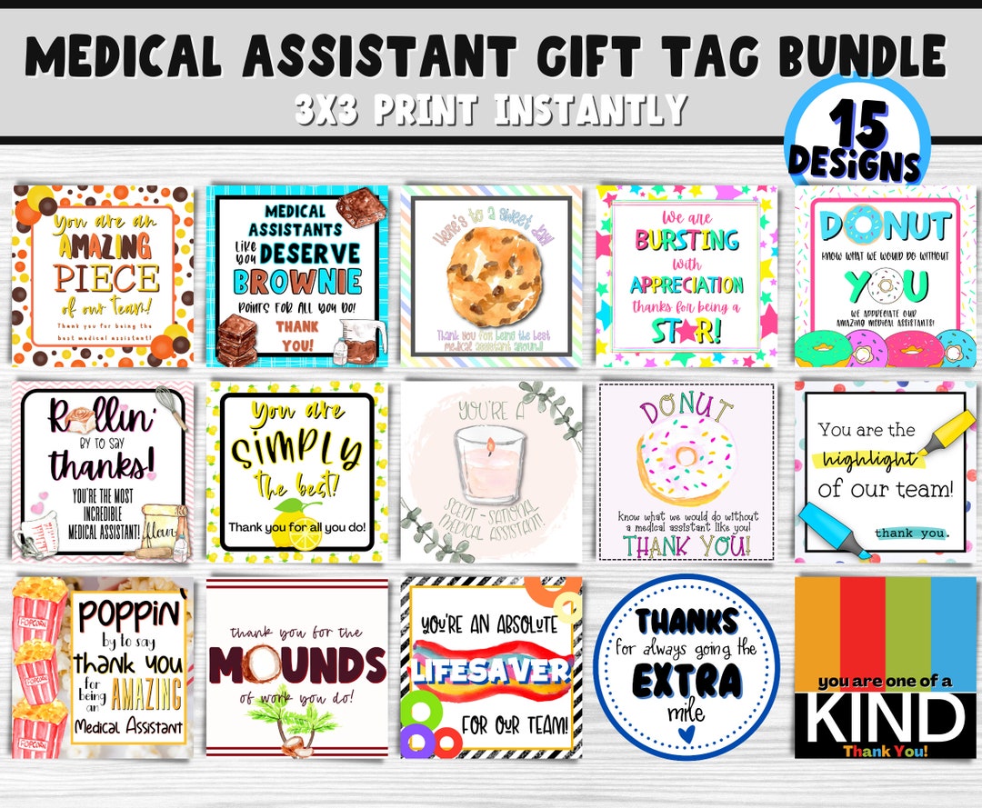 Medical Assistant Appreciation Bundle 15 Gift Tags, Employee Appreciation Etsy