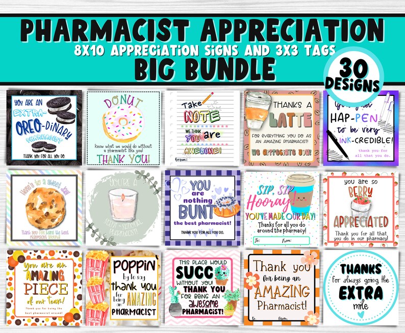 Pharmacists Week Printable Signs and Tags | Pharmacy Appreciation ...