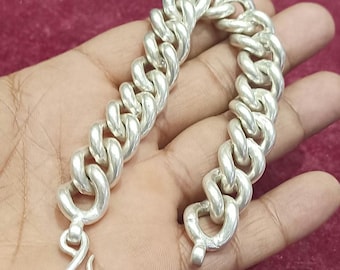 Handmade Sterling Silver Men's Bracelet: Dainty Solid Silver 925 Bracelet for Father and Brother