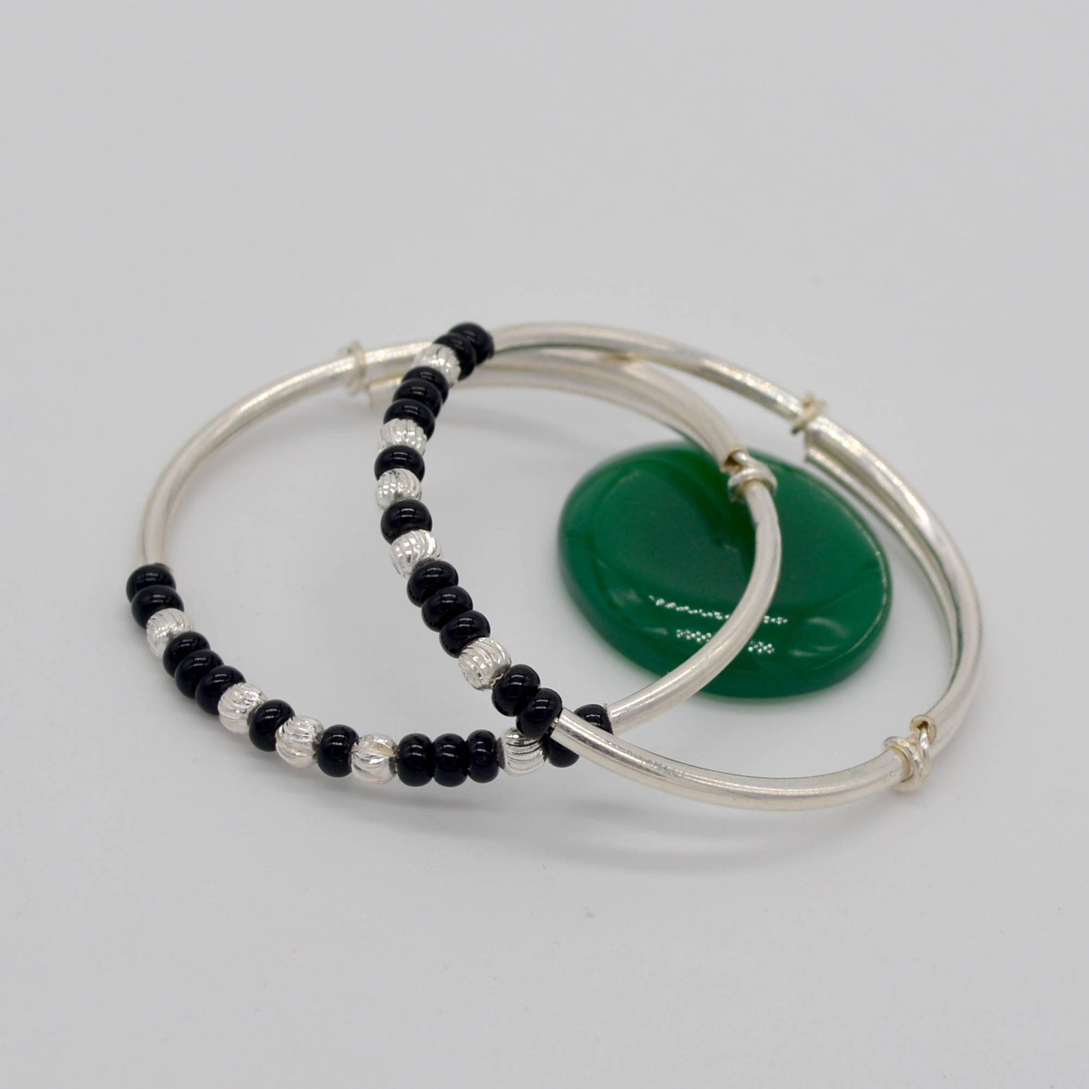 Baby silver bangle silver beads bangle baby first smile using Etsy