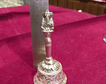 925 Sterling Silver Bell, Home Temple Article, Silver Ghanti for Pooja