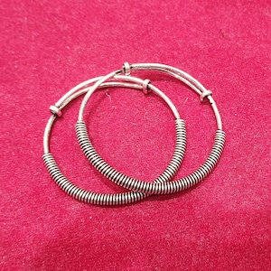 Oxidized Sterling Silver Baby Bangle: Adjustable Newborn Gift
