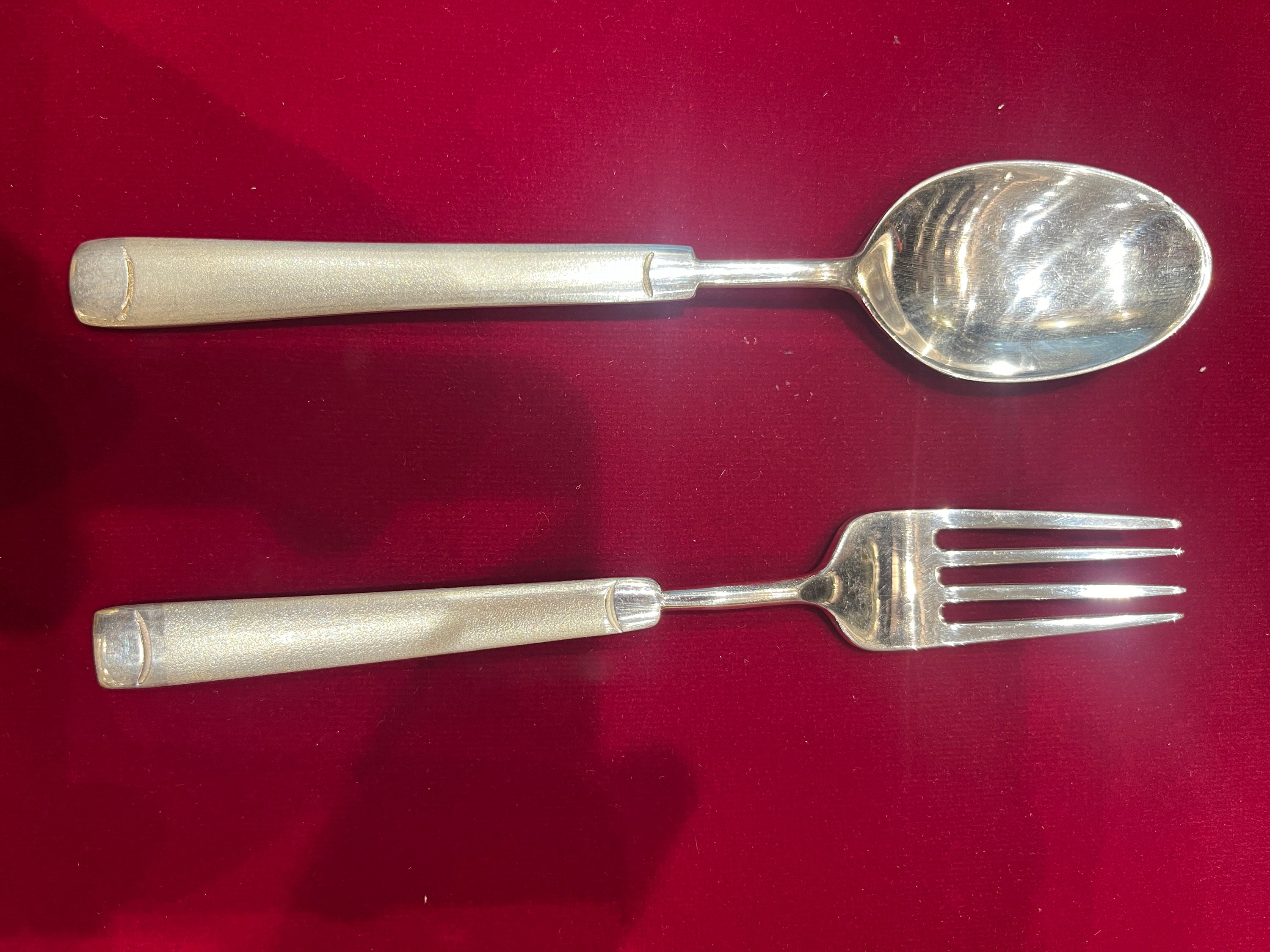 Pure Silver Spoon and Fork Set | Handcrafted Silver Utensil 
