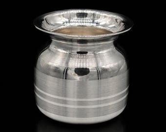 925 Solid Sterling Silver Kalash, Handmade Designer Kalash or pot, unique vintage design, special silver puja article, water/milk kalash pot