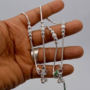 Indian Bridal Payal Pure Silver Anklet , Silver Ankle Bracelet