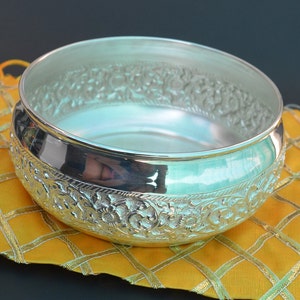 Handmade Pure Silver Large Bowl for Kitchen Salad, Daily Use Silver Utensils for Kitchenware, Silver Gifting article