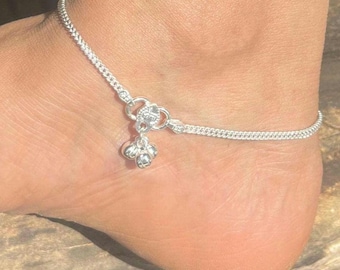 Handmade Silver Anklet Pair Indian Payal, Gift for her,  (Same Day Shipping)