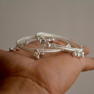 925 Sterling Silver Kids Traditional Bells Anklet, Gorgeous Gift New Born Baby, Sound Bells Anklets, Ankle foot Bracelet for Children