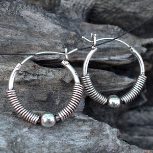 Sterling Silver Roped Hoop Earrings: 925 Silver Bali Jewelry (20mm)