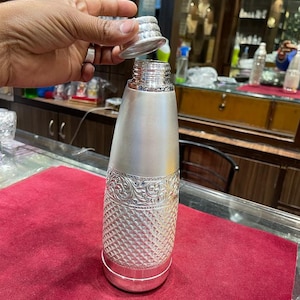 925 Sterling Silver Water Bottle • Handmade Silver Bottle • Kitchen Accessories • 1 Litter Health Benefit • Best Gift In Silver Utensils