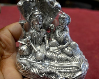 925 Sterling Silver Laxmi Vishnu / Laxmi Narayana Statue