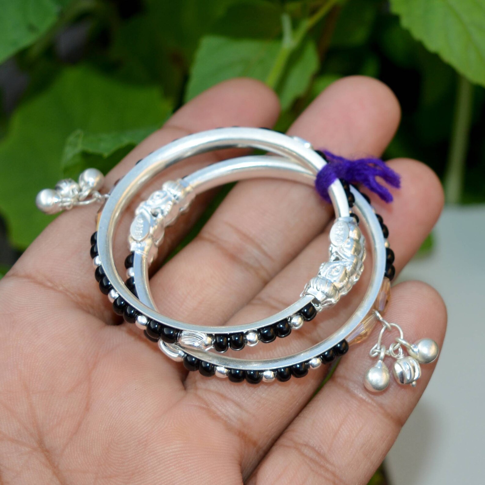 Mothers Day Nazariya Baby Silver Bangle Silver Beads Bangle Etsy
