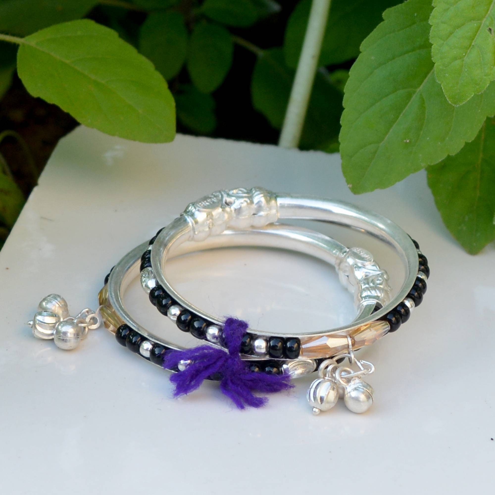 Mothers Day Nazariya Baby Silver Bangle Silver Beads Bangle Etsy