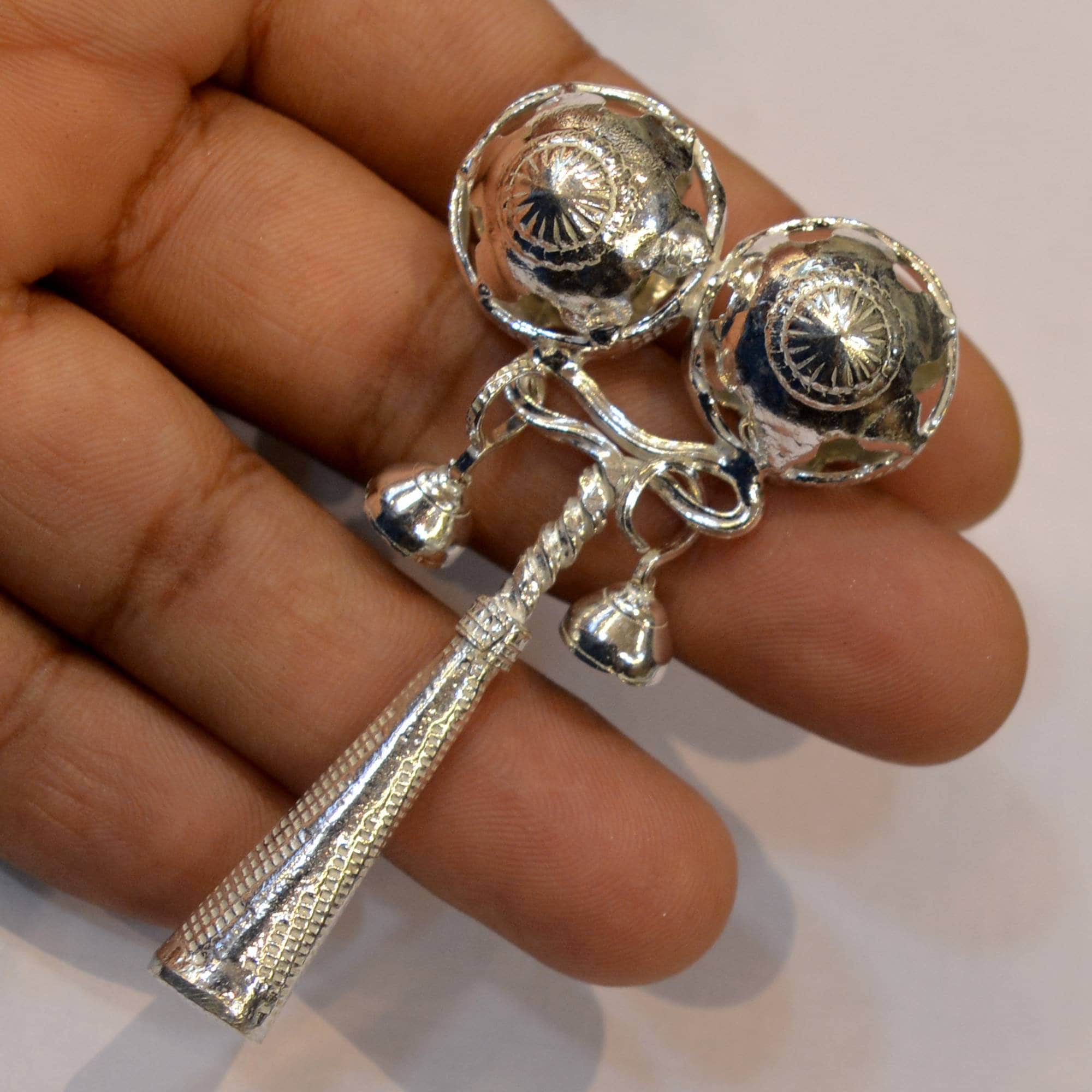 Personalized Sterling Silver Baby Rattle with Whistle - BabyFirstSmile