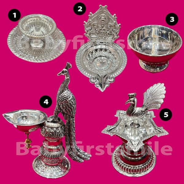 Pure silver diya/lamp - oil/ghee lamp, pure silver gift items, return gift for navarathri, janmastami, wedding, silver gift item for puja