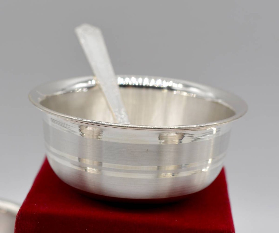 97 Pure Sterling Solid Silver Bowl and Spoon Kids Serving Etsy
