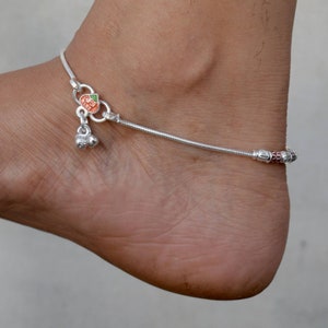Handmade Silver Anklet Pair Indian Payal, Gift for her