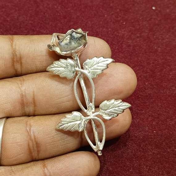 Silver 925 Rose Flower Design ブローチ LANG 925 Sterling Silver Vintage Rose Flower Swirl Vine Motif