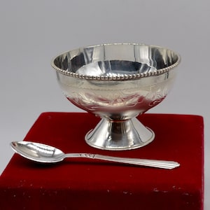 Pure Sterling Silver Handmade Solid Silver Bowl and Spoon, Healthy Serving Bowl, Baby Serving Bowl, Baby Serving Bowl For Food