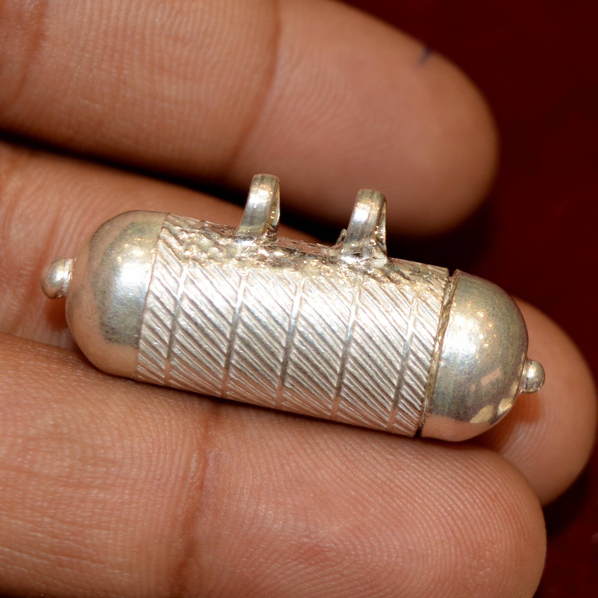 Silver Taweez With Black Thread Silver Locket Pendant Etsy