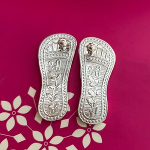 925 sterling silver handmade idols Charan paduka,slippers for idol krishna, laddu gopala, little krishna or Vshnu Narayana puja art