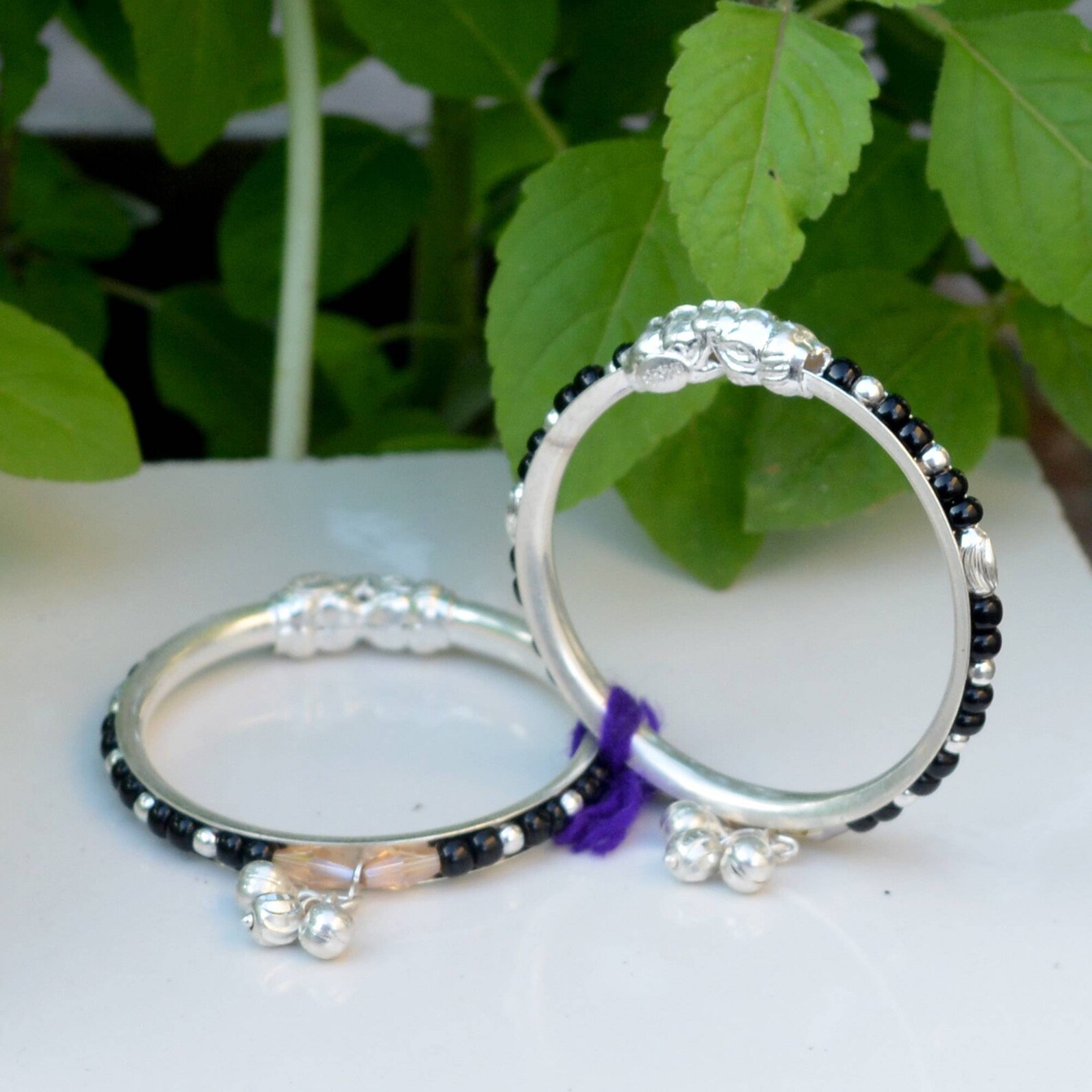 Mothers Day Nazariya Baby Silver Bangle Silver Beads Bangle Etsy