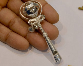 Pure Silver Rattle with whistle Toy ,Solid 925 Sterling,Free Engraving,Personalized,Baby Shower Gift,Gift for new born babies,