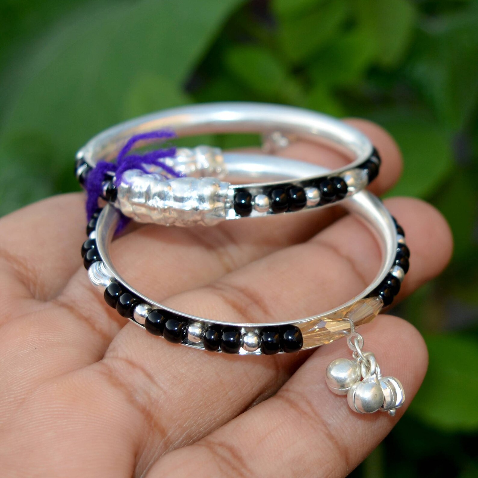 Mothers Day Nazariya Baby Silver Bangle Silver Beads Bangle Etsy