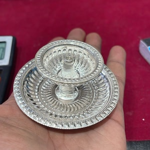 Pure silver diya/lamp - oil/ghee lamp, pure silver gift items, return gift for navarathri, janmastami, wedding, silver gift item for puja