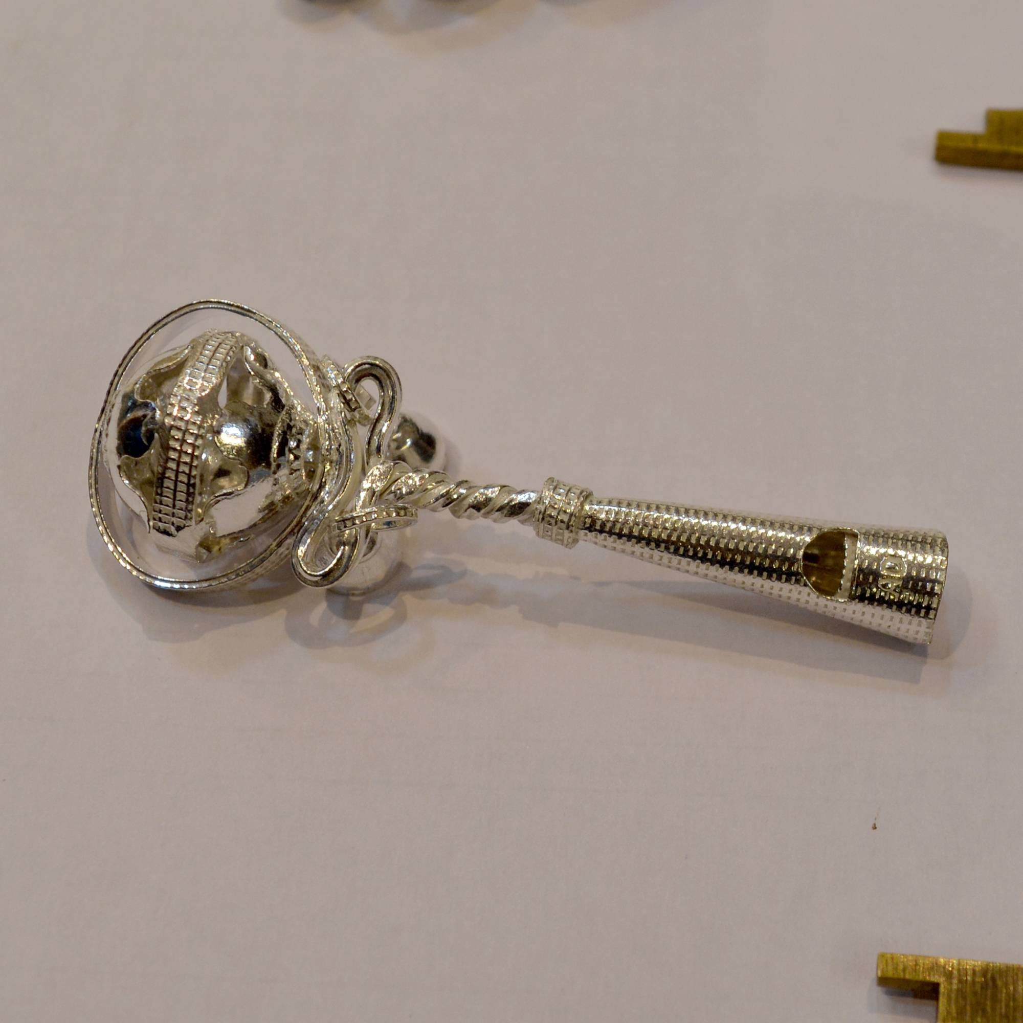 Baby's First Silver Rattle. Magic Sound Baby Toy. Personalised Newborn ...