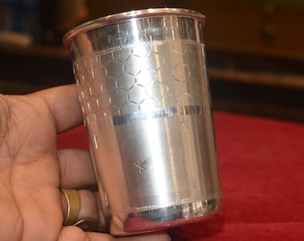 925 pure fine silver handmade water milk glass tumbler, all sizes silver tumbler, silver baby food dining flask, silver utensils gift