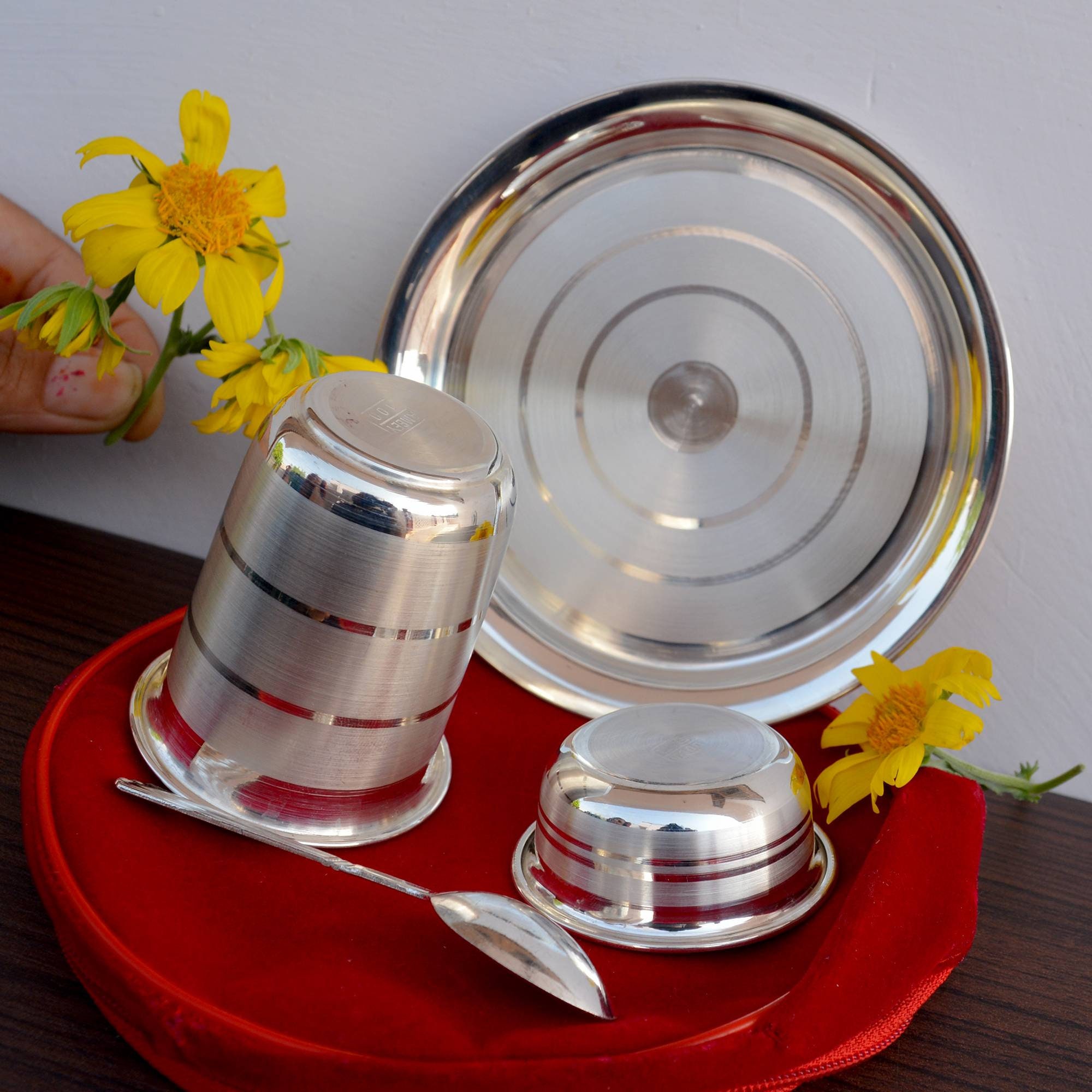 Pure silver dinner set for baby hot sale