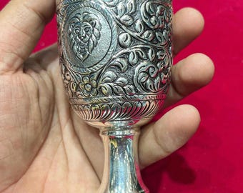 Handmade Silver Chalice: Medieval Inspired Drinking Goblet, Chrome Finish