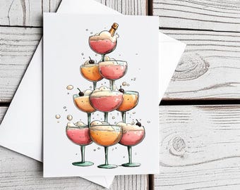 Champagne e festeggiamenti per un felice anno nuovo - set di 5 biglietti